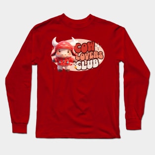 Cute Cow personified with red jacket Kids Long Sleeve T-Shirt